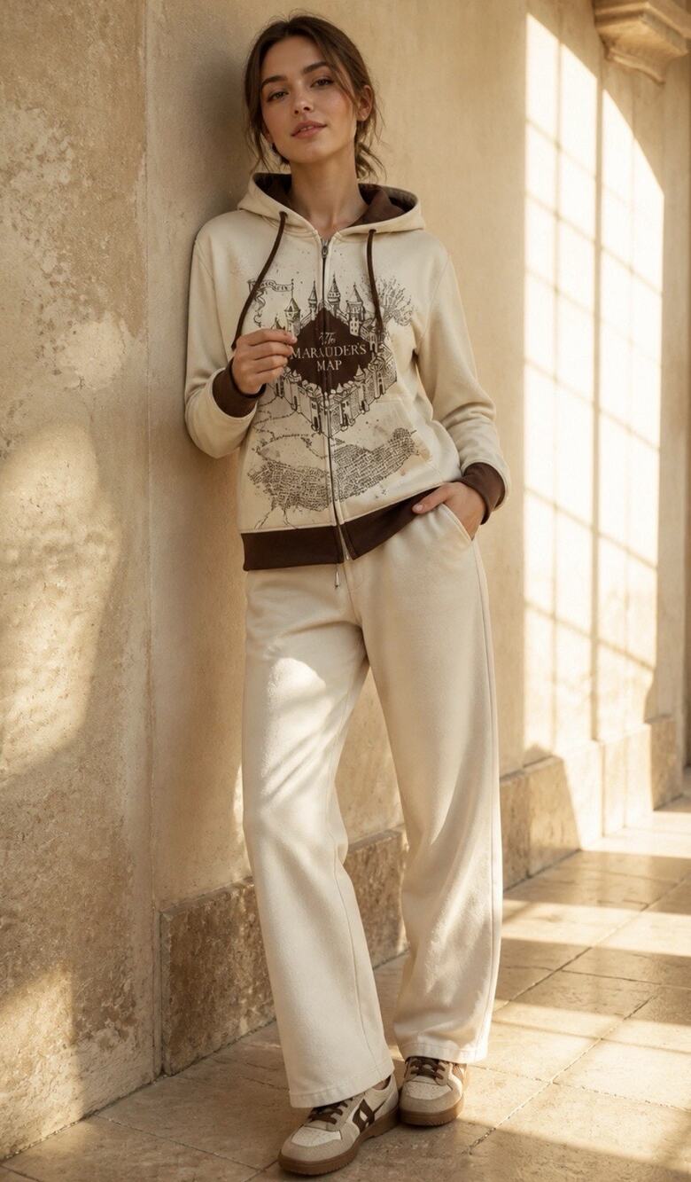 Vintage Harry Potter Marauder's Map Zip-Up Hoodie Universal Studios Size M